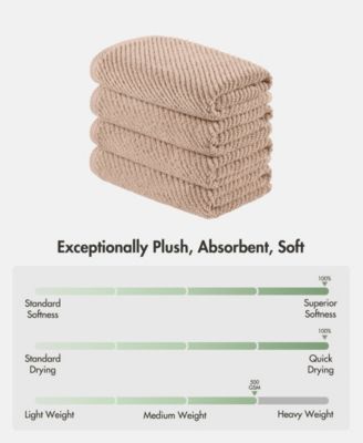 Diagonal Ribbed Cotton 4-Pc. Hand Towel Set