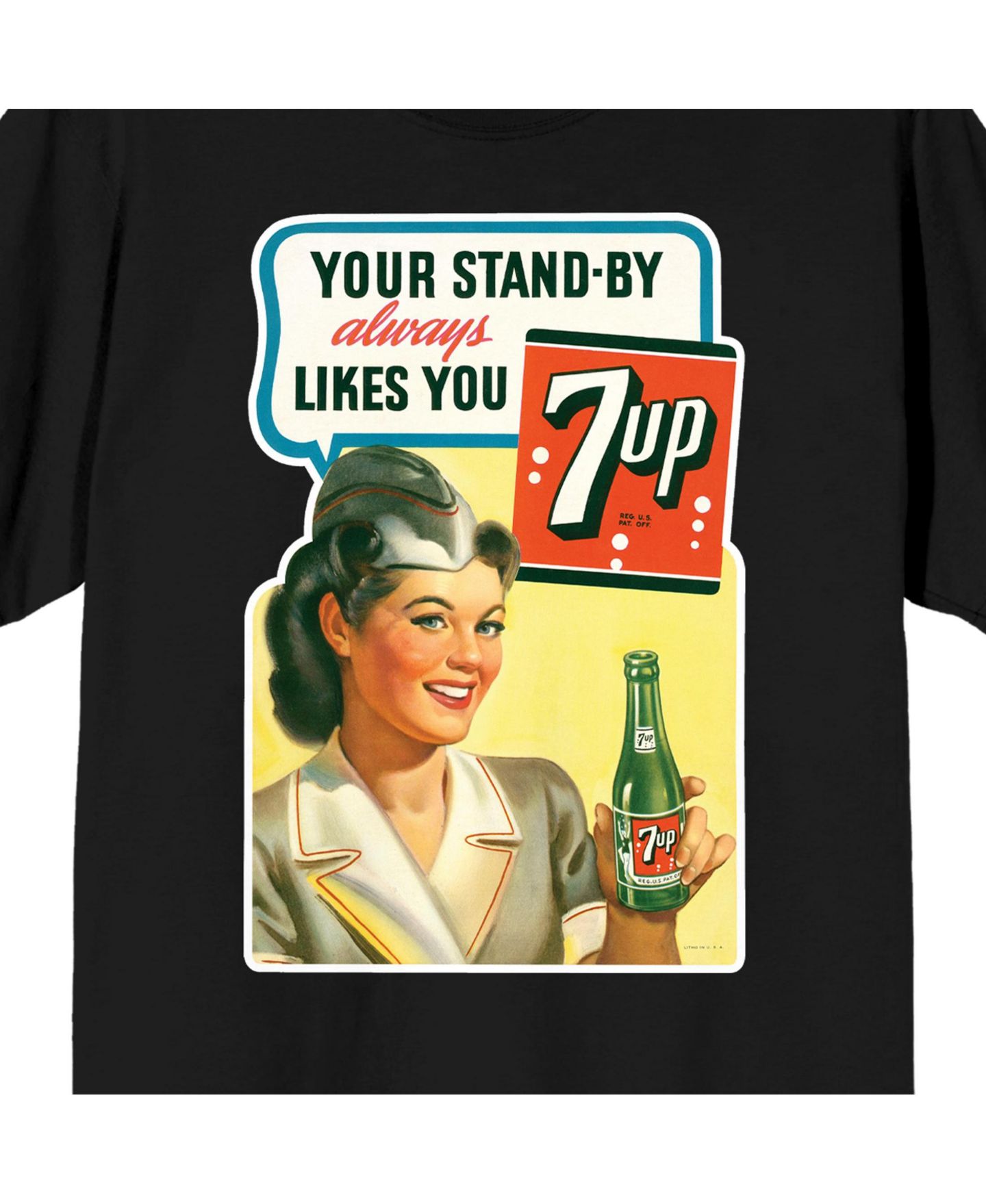 Мужская футболка 7UP Your Stand-By Always Likes You Black Short Sleeve Adult T-Shirt-3XL, цвет: Чёрный — фото 2