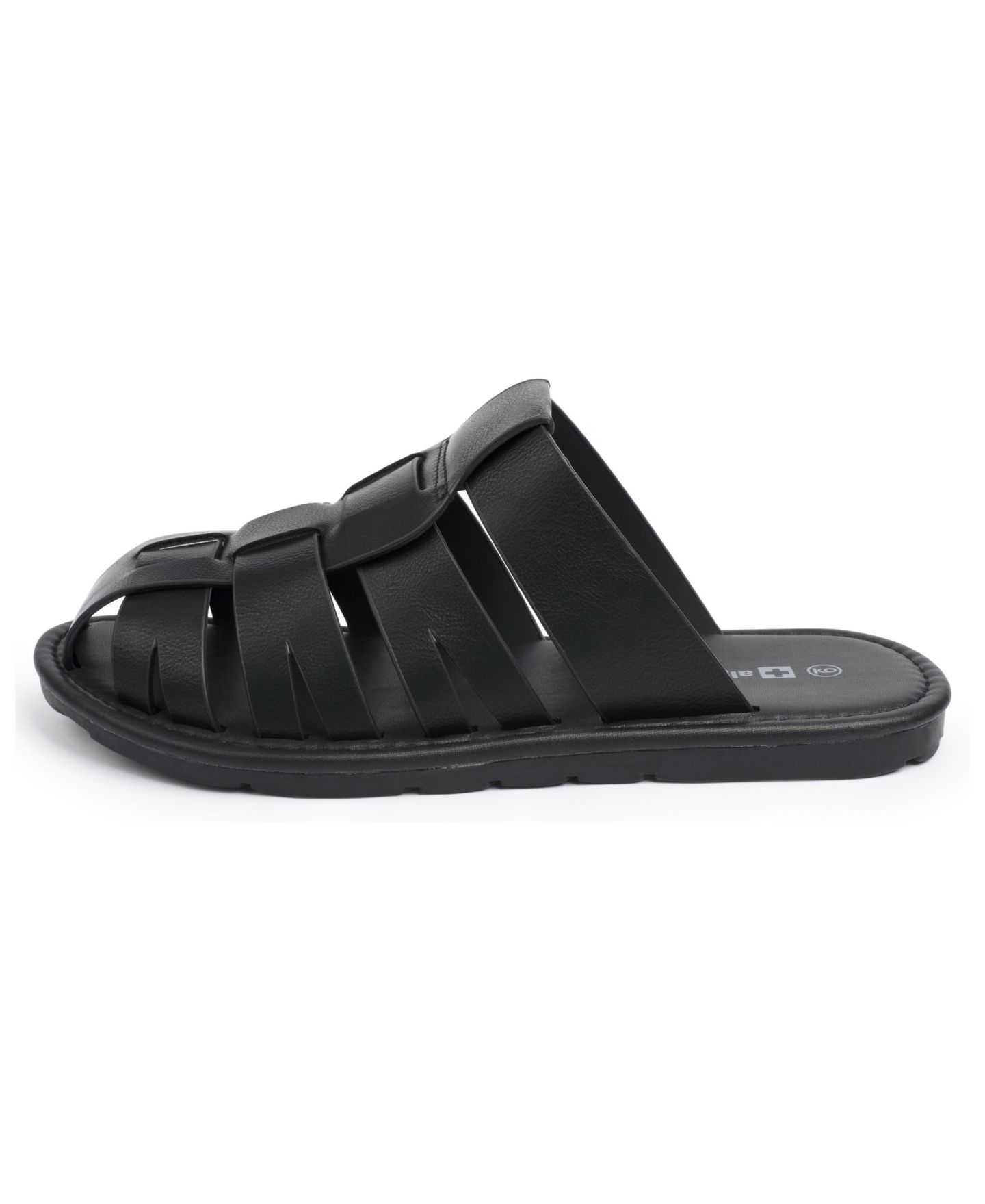 Мужские сандалии Alpine Swiss Marlin Fisherman Slide Sandals Faux Leather Dressy, цвет: Чёрный — фото 3