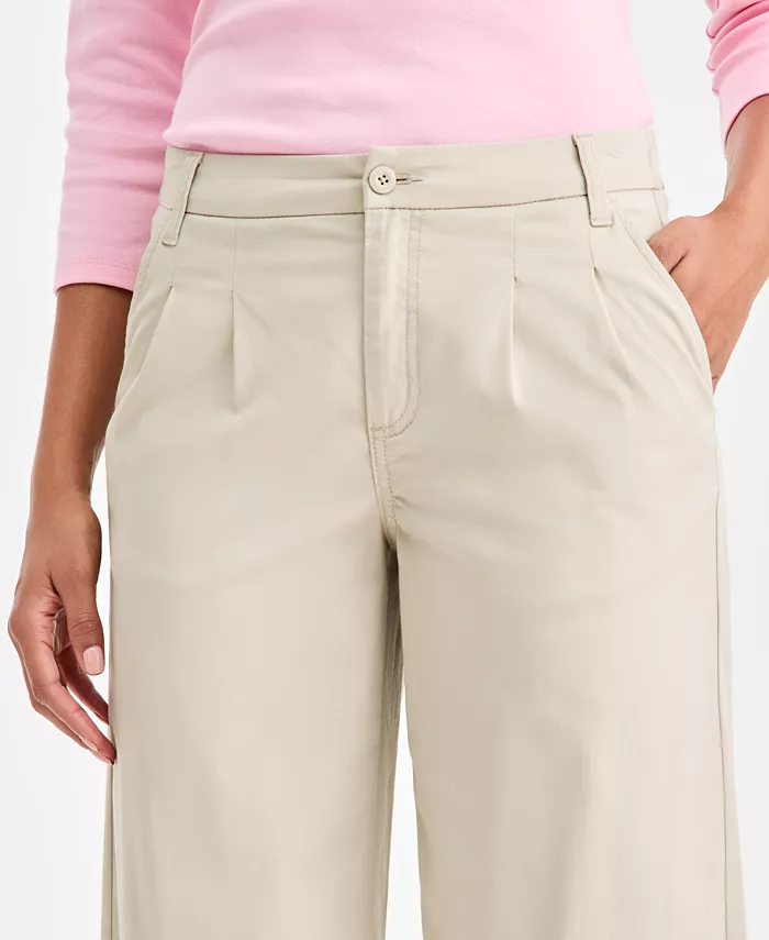 Women's Cotton-Blend Pleated-Front Pants - thumbnail 7