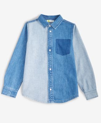 Epic Threads - Boys 5-20 Harvey Colorblocked Long-Sleeve Cotton Denim Shirt