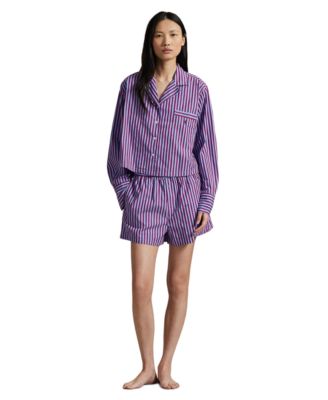 Women's 2-Piece Cropped Shirt and Boxer Shorts Pajama Set