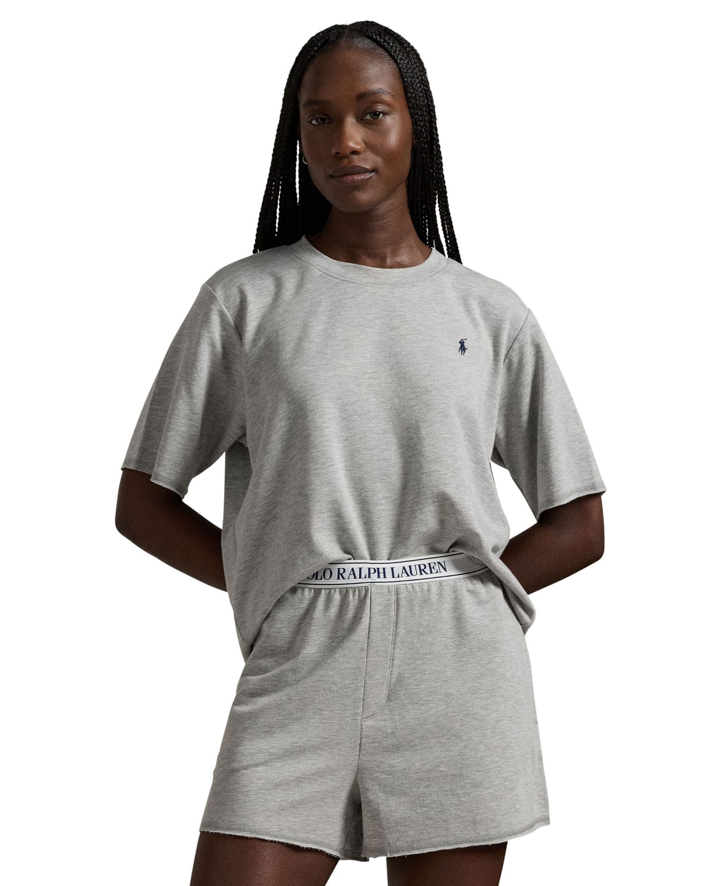 Женская пижама Polo Ralph Lauren: топ и шорты, 2 предмета, цвет: Серый — фото 2