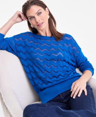 Women's Sheer Chevron Stripe Sweater, Macy's Exclusive