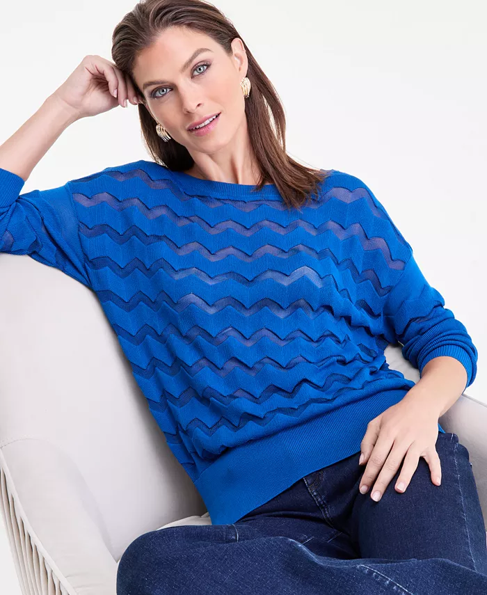 Women's Sheer Chevron Stripe Sweater