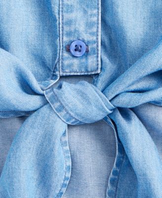 Women's Chambray Long-Sleeve Tie-Front Top, Macy's Exclusive