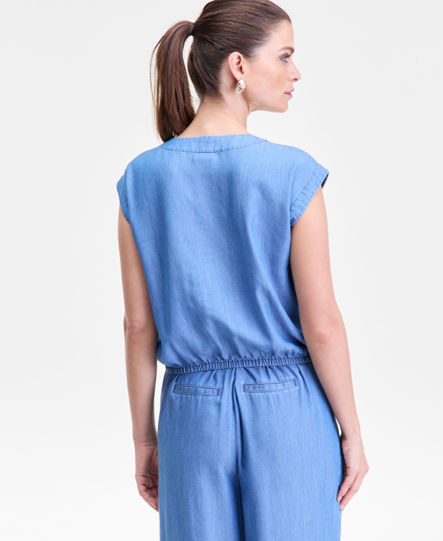 Women's Cap Sleeve Button Front Utility Shirt