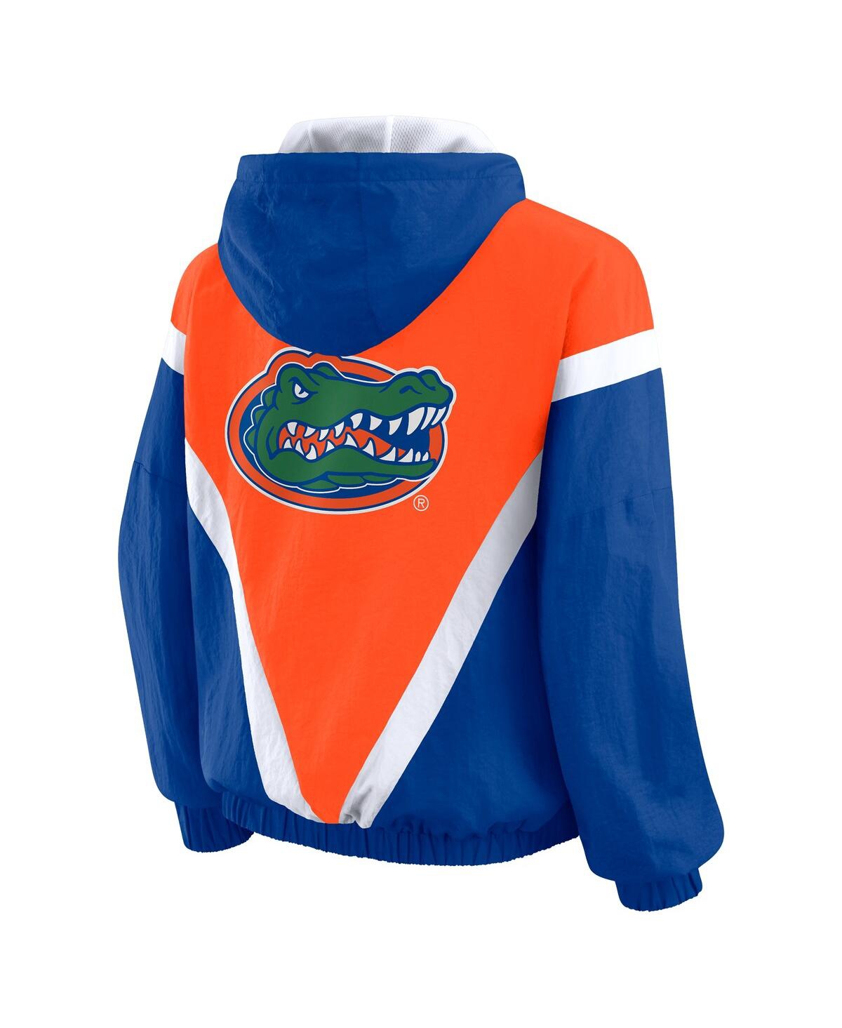 Wear By Erin Andrews Women's Orange/royal Florida Gators Color Block Full-zip Hoodie Windbreaker Jacket In Multi
