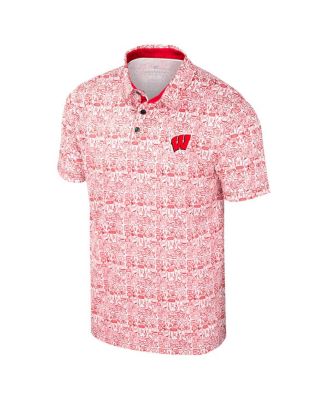 Men's Red Wisconsin Badgers It's Time Allover Print Polo Shirt