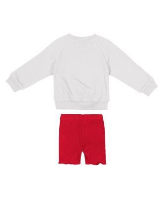 Girls Toddler 2-Piece White/Red Wisconsin Badgers Beta Fleece Sweatshirt and Shorts Set