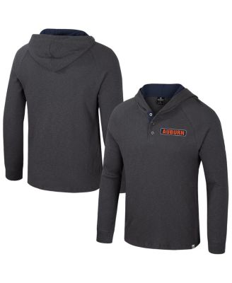 Colosseum - Men's Charcoal Auburn Tigers Dujour Ralgan Long Sleeve Henley Hoodie T-Shirt