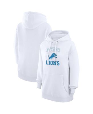 G-III 4Her by Carl Banks - Women's White Detroit Lions Team Logo Graphic Fleece Tri-Blend Pullover Hoodie