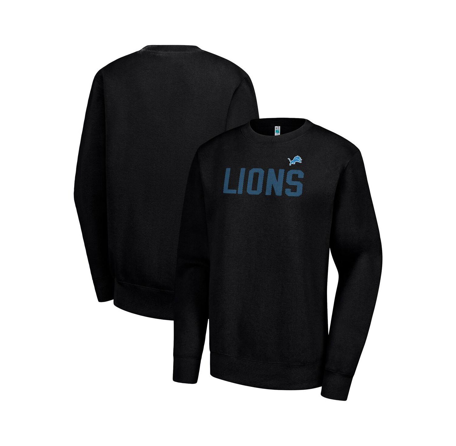 Women's Black Detroit Lions Dot Print Team Graphic Fleece Pullover Sweatshirt