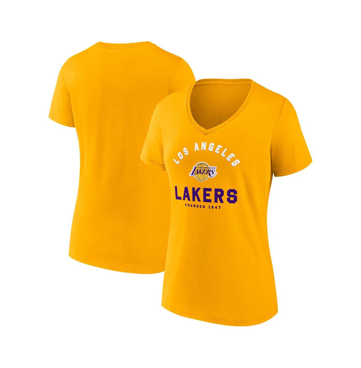 Женская футболка Logo Athletic Gold Los Angeles Lakers Unrivaled V-Neck — фото 1