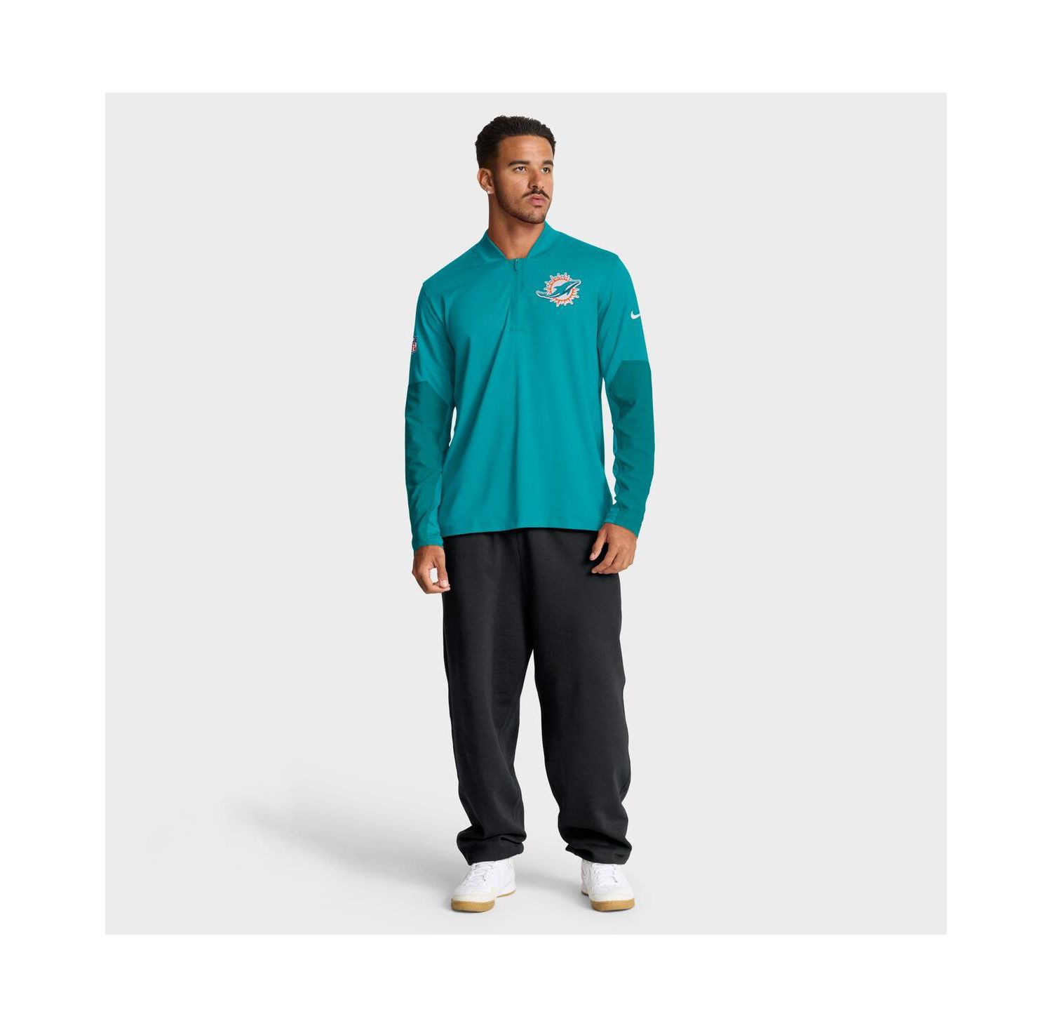 Men's Aqua Miami Dolphins Sideline Dri-FIT Half-Zip Pullover