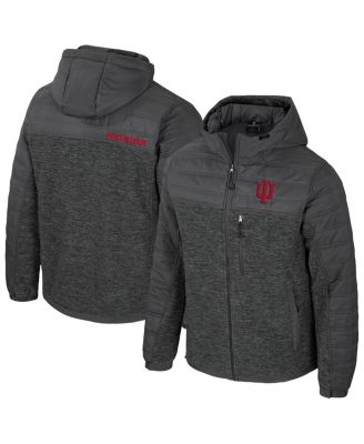 Colosseum - Men's Charcoal Indiana Hoosiers Nightman Full-Zip Hoodie Puffer Jacket