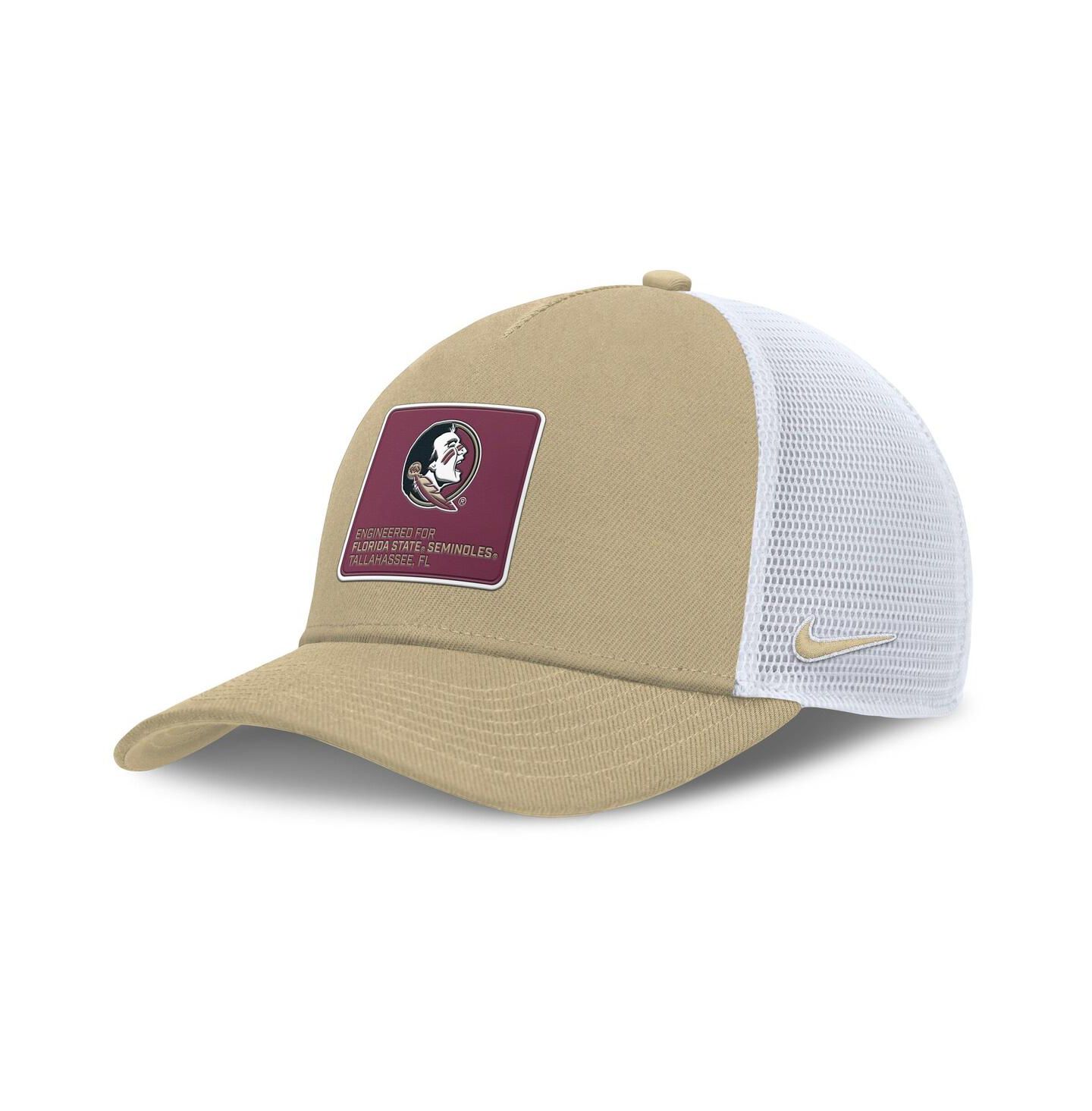 Мужская кепка Nike Gold/White Florida State Seminoles 2025 On-Field Rise Engineered Trucker Adjustable Hat — фото 1