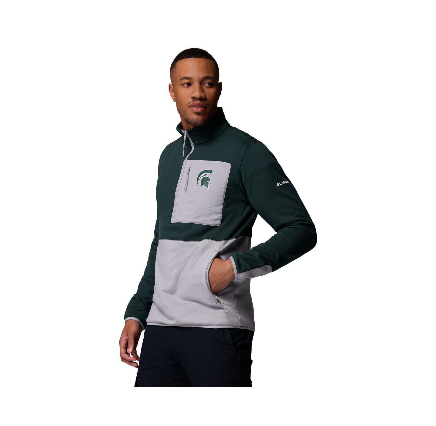 Men's Green/Gray Michigan State Spartans Hike Omni-Wick Half-Zip Pullover Sweatshirt