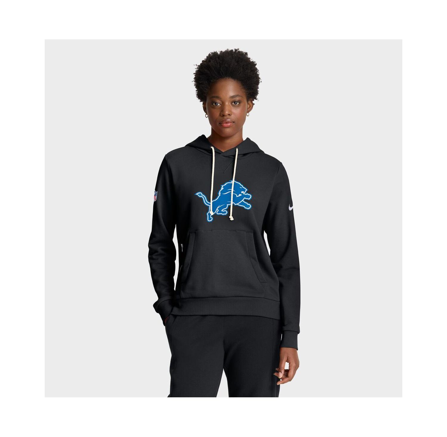 Women's Black Detroit Lions Throwback Sideline Standard Issue Dri-FIT Hoodie