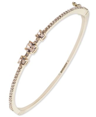 Silk Crystal Stone Gold-Tone Bangle Bracelet