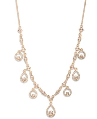 Silk Glass Stone Gold-Tone Shaky Frontal Necklace