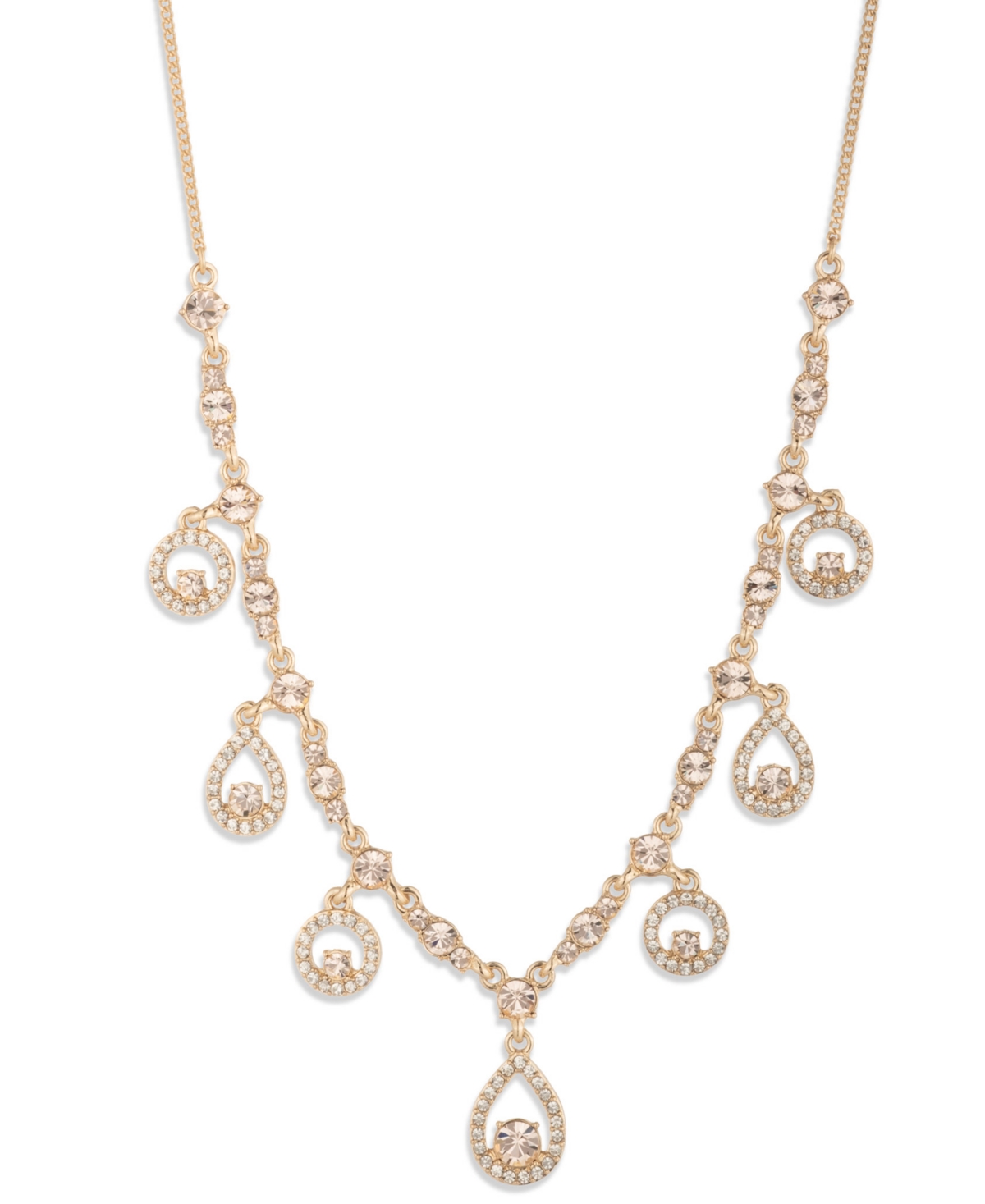 Givenchy Silk Glass Stone Gold-tone Shaky Frontal Necklace In Brown