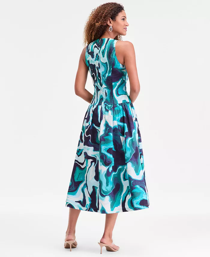 Women's Sleeveless Printed Midi Dress - thumbnail 8