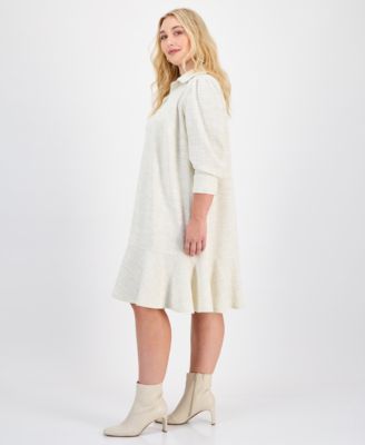 Plus Size Textured Button-Front Dress