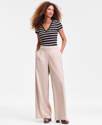 Women's High-Rise Pleated Pull-On Wide-Leg Pants, P/XS-3X, Macy's Exclusive