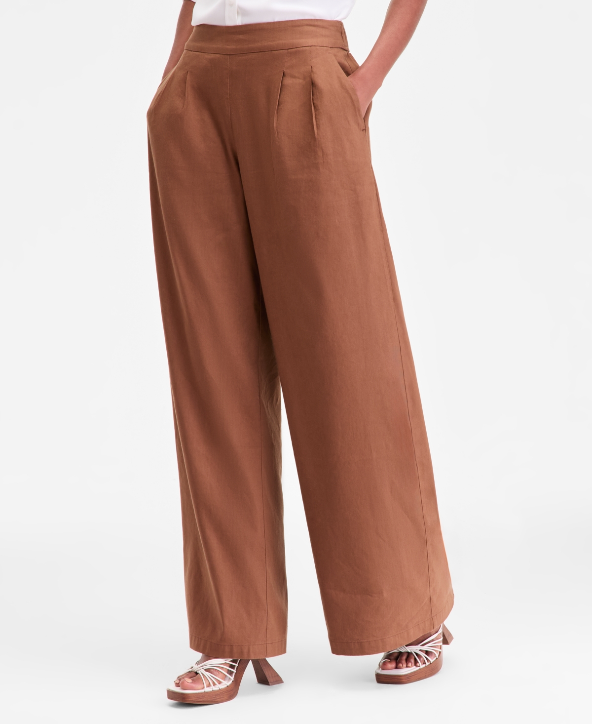I.n.c. International Concepts Women's Linen Pull-On Wide-Leg Pants, Macy's Exclusive