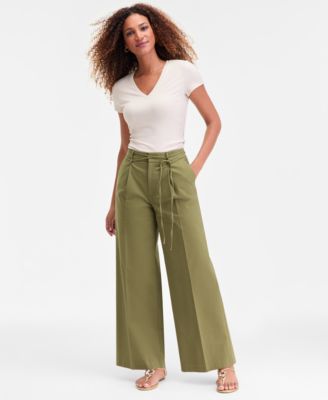 Women's Cotton Blend High-Rise Wide-Leg Pants, Macy's Exclusive