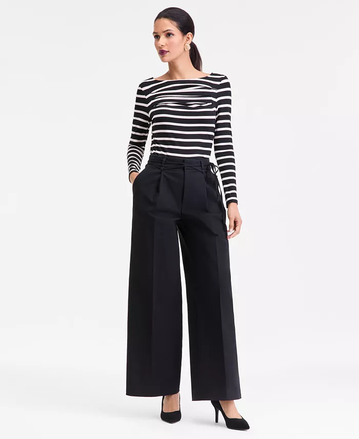 Women's Cotton Blend High-Rise Wide-Leg Pants - thumbnail 7
