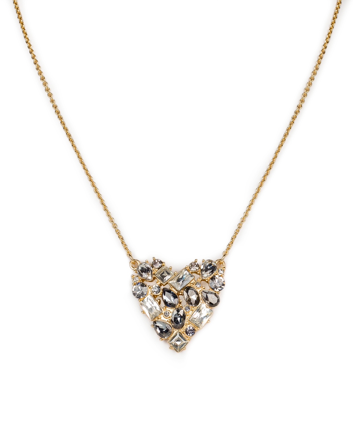 Patricia Nash Multi-stone Matte Gold-tone Heart Pendant Necklace In Gold