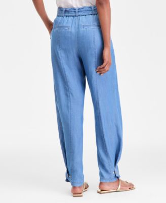 Women's High-Rise Belted Tapered Pants, Macy's Exclusive