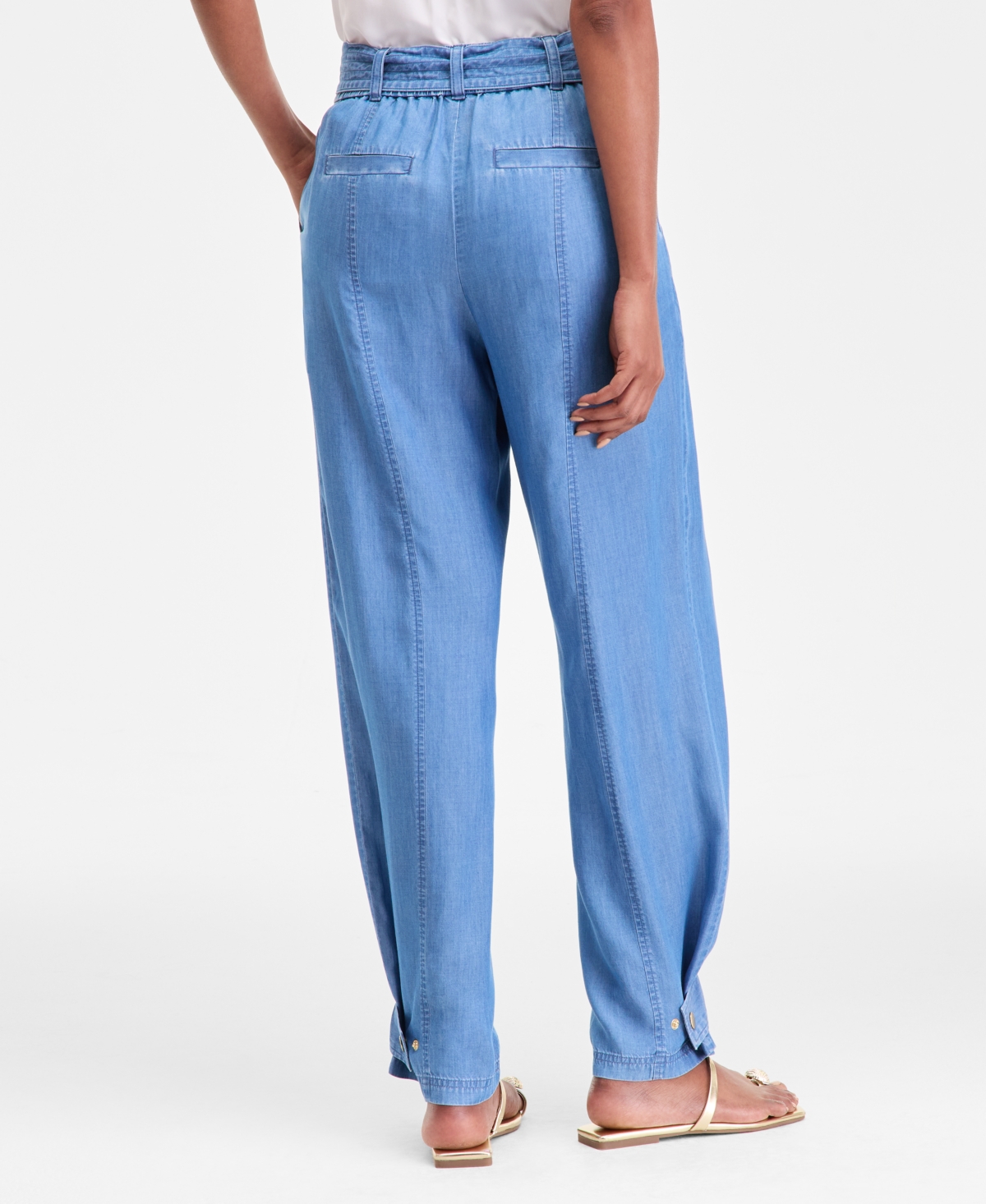 I.n.c. International Concepts Women's High-Rise Belted Tapered Pants, Macy's Exclusive