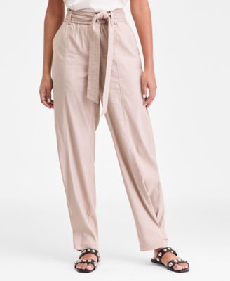 Women's High-Rise Belted Tapered Pants, Macy's Exclusive