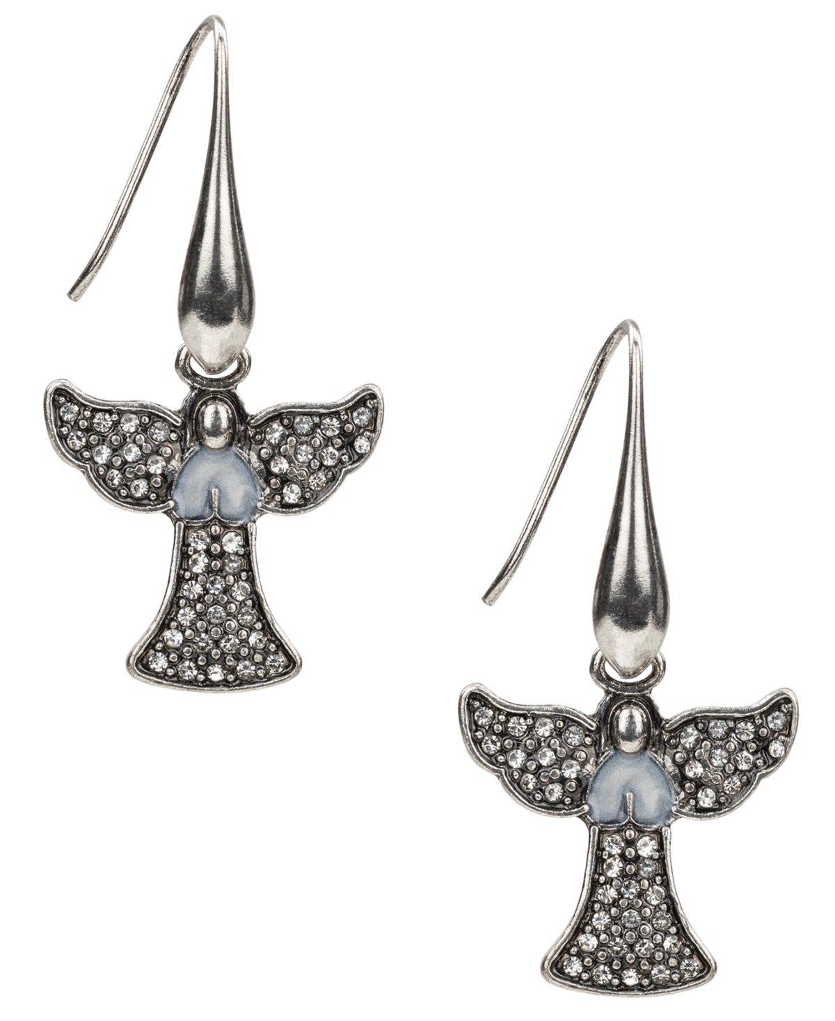 Patricia Nash Glass Stone Silver-tone Angel Drop Earrings In Silver