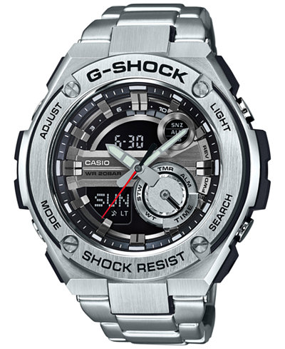 G-Shock Men's Analog-Digital Silver-Tone Stainless Steel 59x52mm GST210D-1A