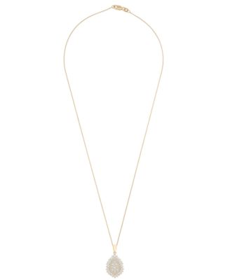 Diamond Baguette & Round Cluster Pendant Necklace (1 ct. t.w.) in 14K Yellow Gold, Macy's Exclusive