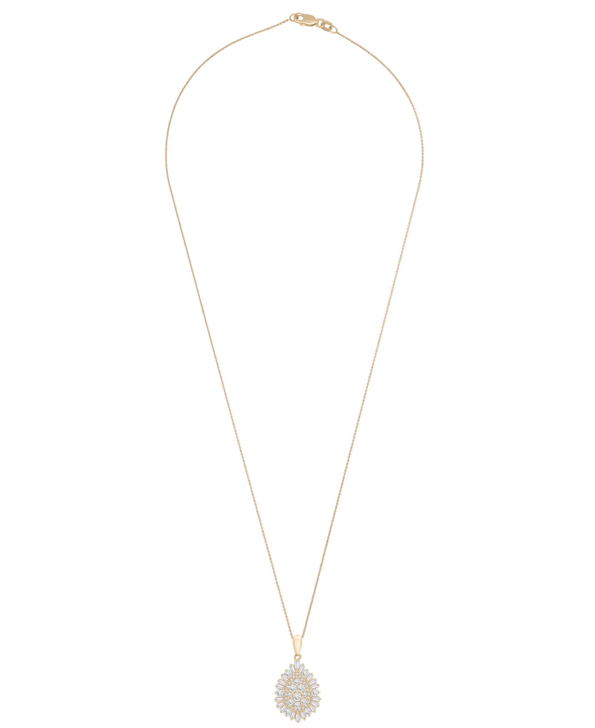 Wrapped In Love Diamond Round (0.72 Ct. T.w.) And Baguette (0.28 Ct. T.w.) Cluster Pendant Necklace In 14k Yellow Go In Gold