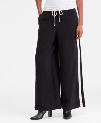 Women's Side-Stripe Drawstring Wide-Leg Pants, Macy's Exclusive