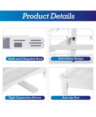 2-Tier Collapsible Multi-Functional Dish Drying Rack with Cutlery Box and Cup Holder