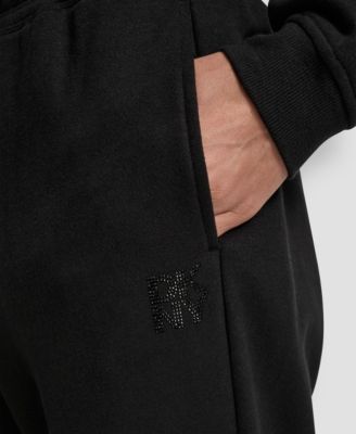 Women's Stacked Mini Rhinestone Logo Relaxed Cuff Jogger