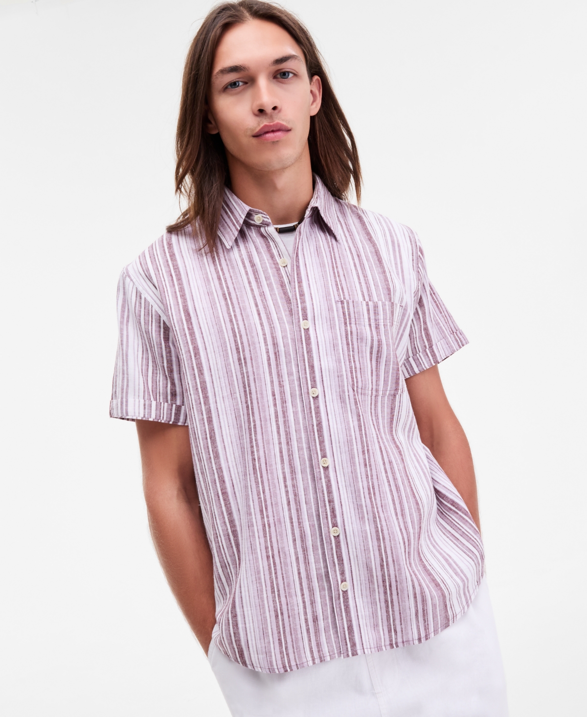 Sun + Stone Men's Patio Striped Short-Sleeve Button-Up Shirt, Macy's Exclusive