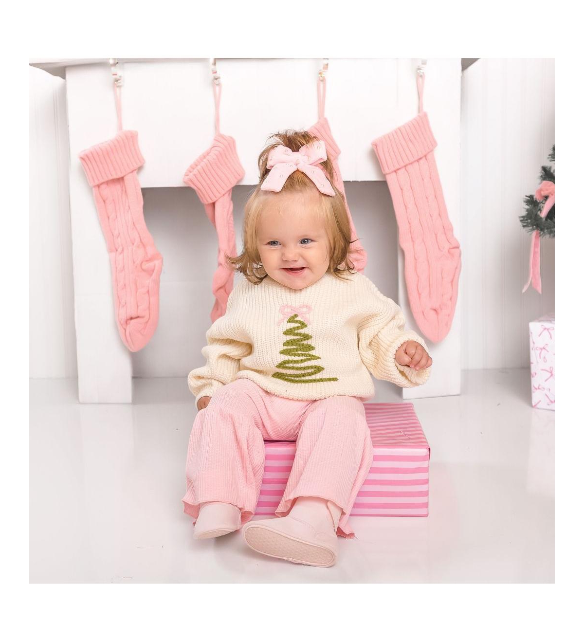 Sweet Wink Toddler Girls Coquette Christmas Tree Knit Sweater