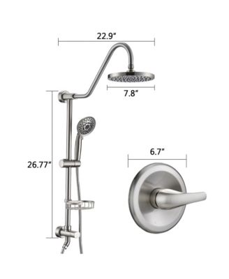 Brushed Nickel Bathroom Shower Head and Handheld Showerhead Combo Shower System, 8 inch Top Shower and 5 Jets Handheld Shower