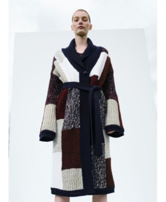 Women's Vivienne Colour Block Wool Midi Robe Cardigan