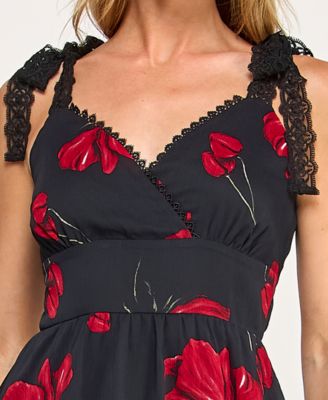 Juniors' Sleeveless Tiered Floral Midi Dress