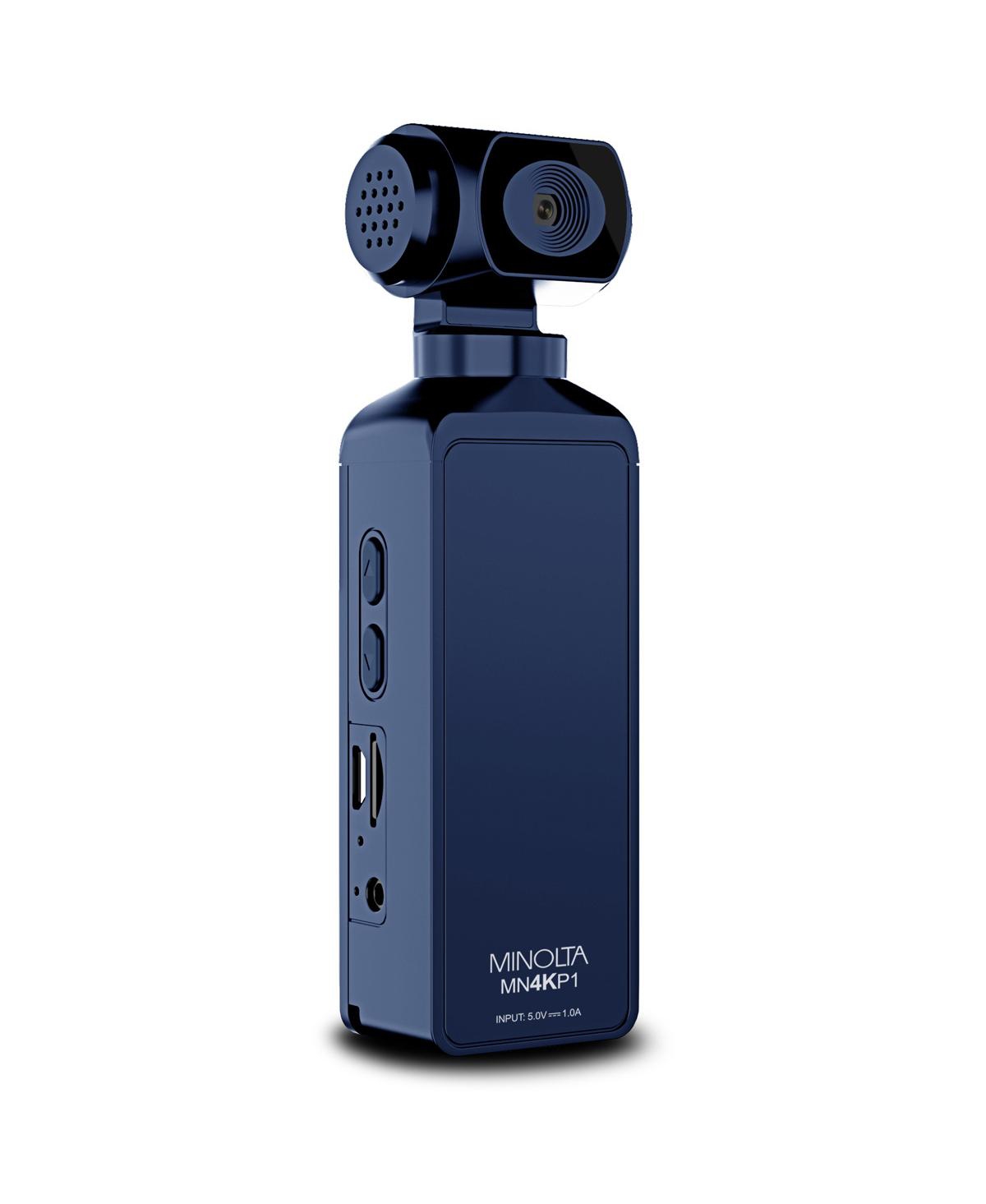 Minolta MN4KP1 4K Ultra Hd Wi-Fi Enabled Pocket Camcorder, Blue Bundle with 32GB microSD Card, Cleaning Kit