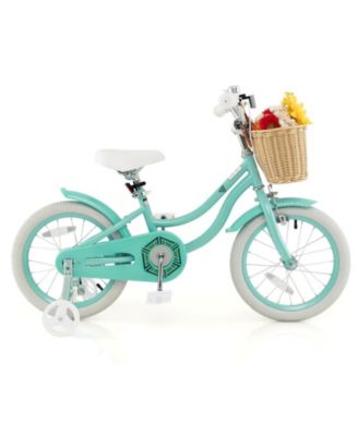 16 Inch Kids Bike with Training Wheels and Adjustable Handlebar and Seat, Green